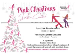 “Pink Christmas Disco Cocktail”, apericena con dj set del Comitato Abruzzo di Komen Italia, da Penelopina a Pescara