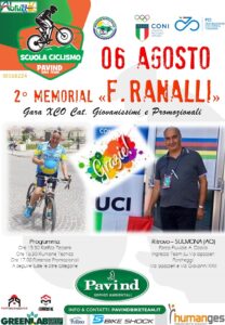 Domenica 6 agosto seconda edizione del Memorial Fernando Ranalli di ciclismo